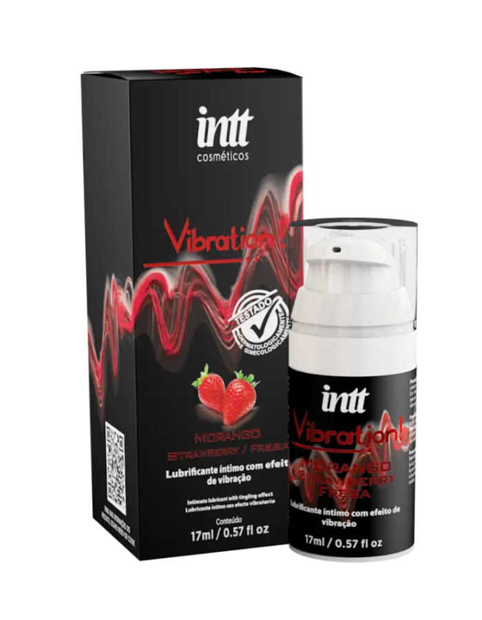 Vibration morango gel com efeito de vibração, pulsação e aquecimento